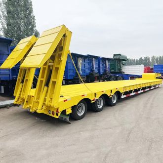 3 Axle Hydraulic Low Bed Trailer with Folding Ladders